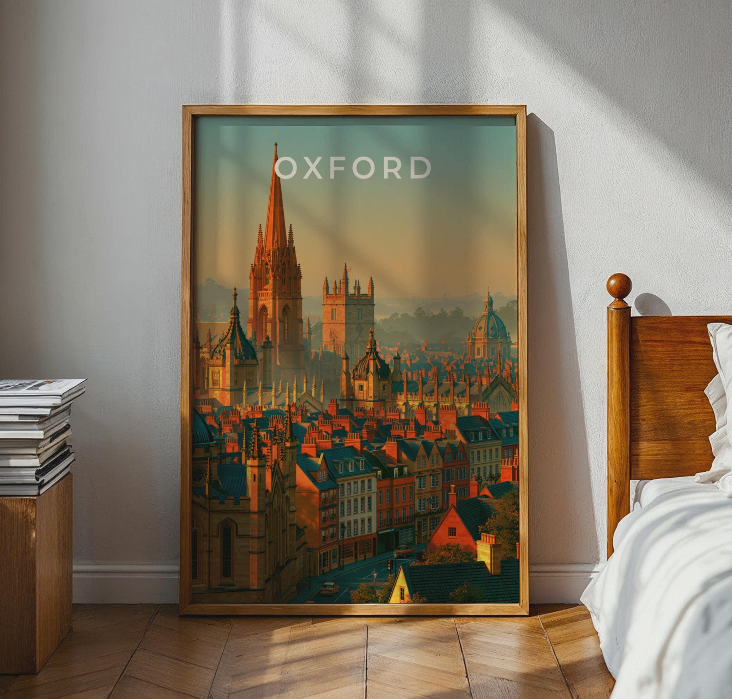 Oxford Cityscape Art Print Poster - Travel Wall Art