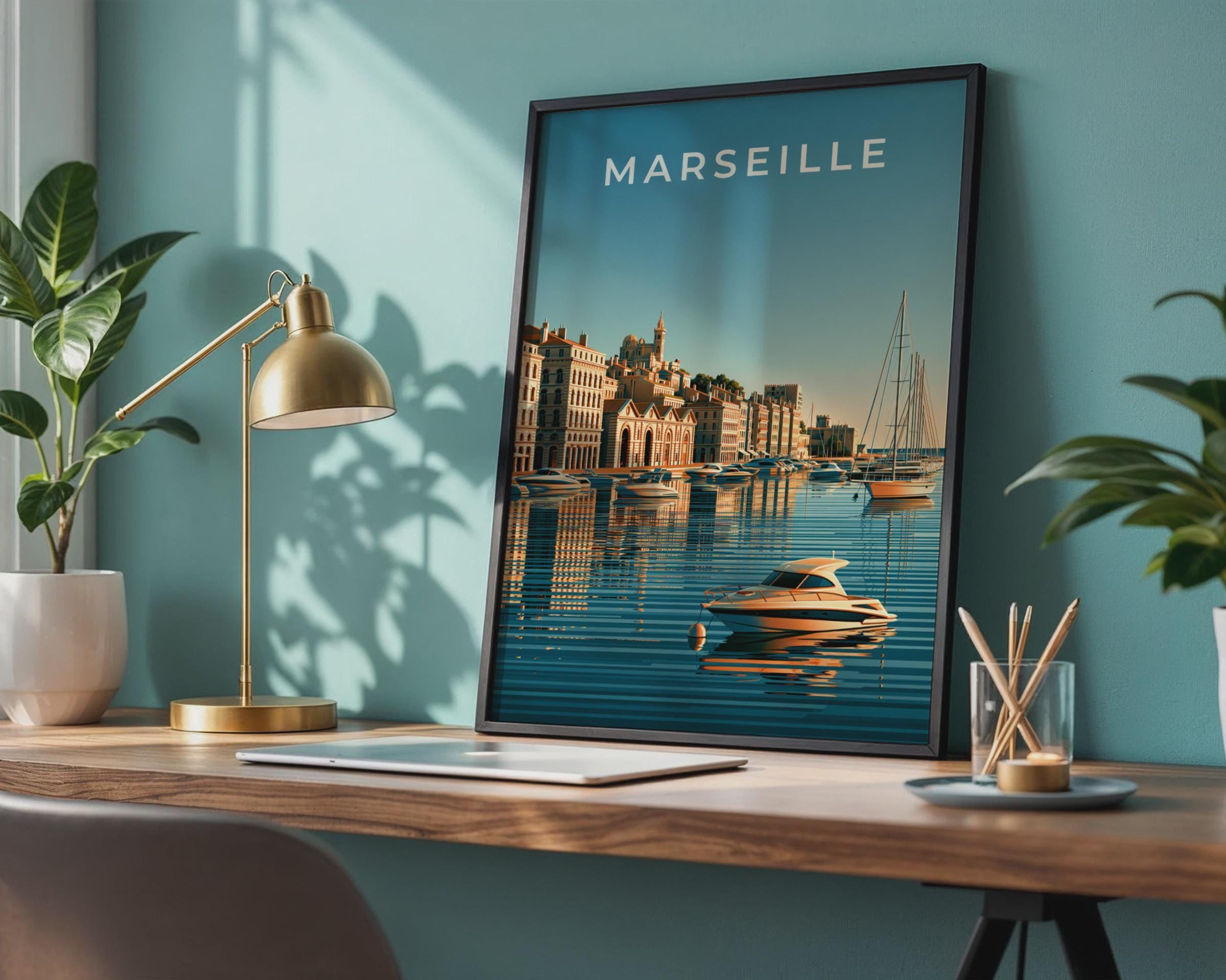 Marseille Coastal Cityscape Print Wall Art - Travel Wall Art