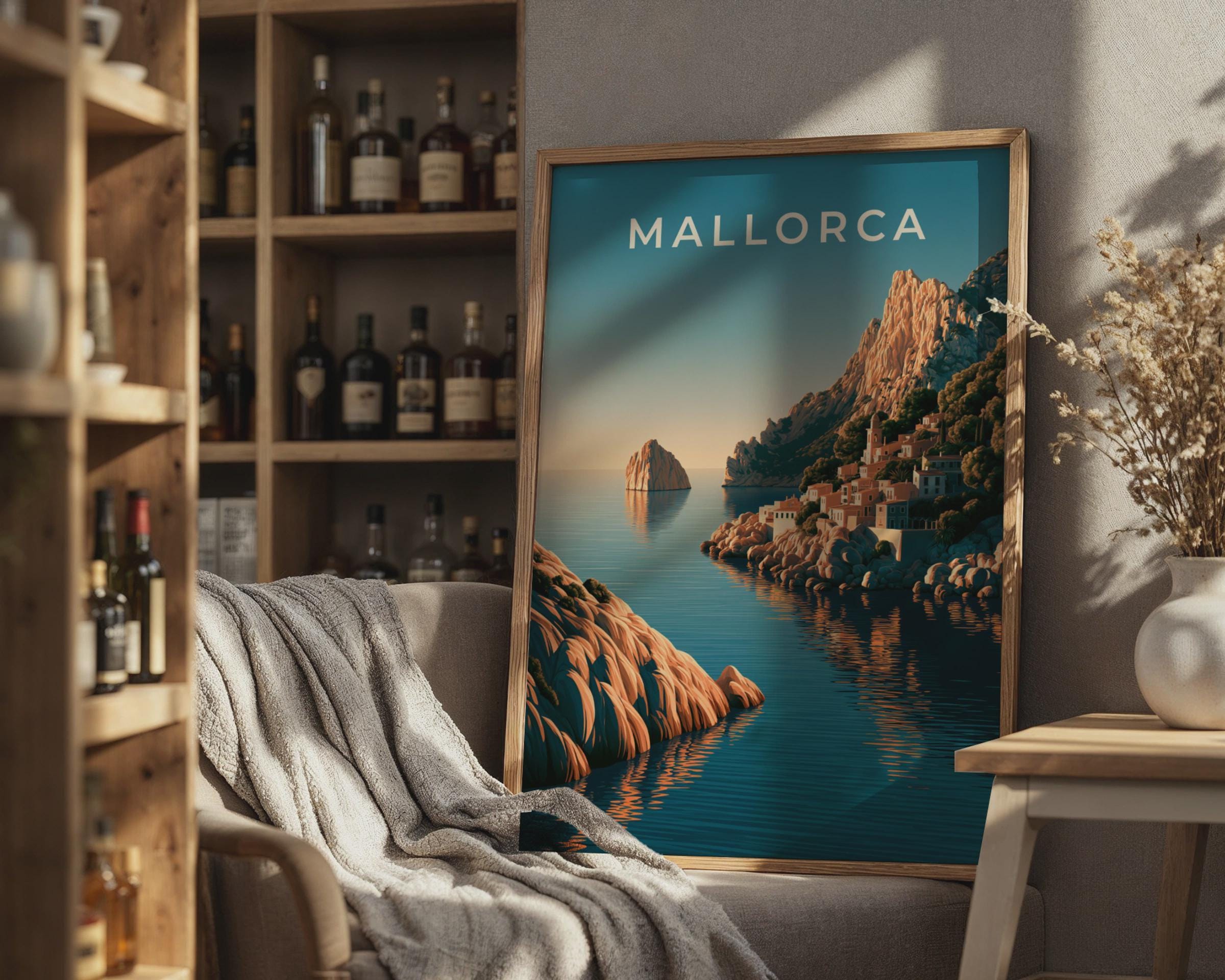 Mallorca Coastal Landscape Poster Art Print - Travel Wall Art