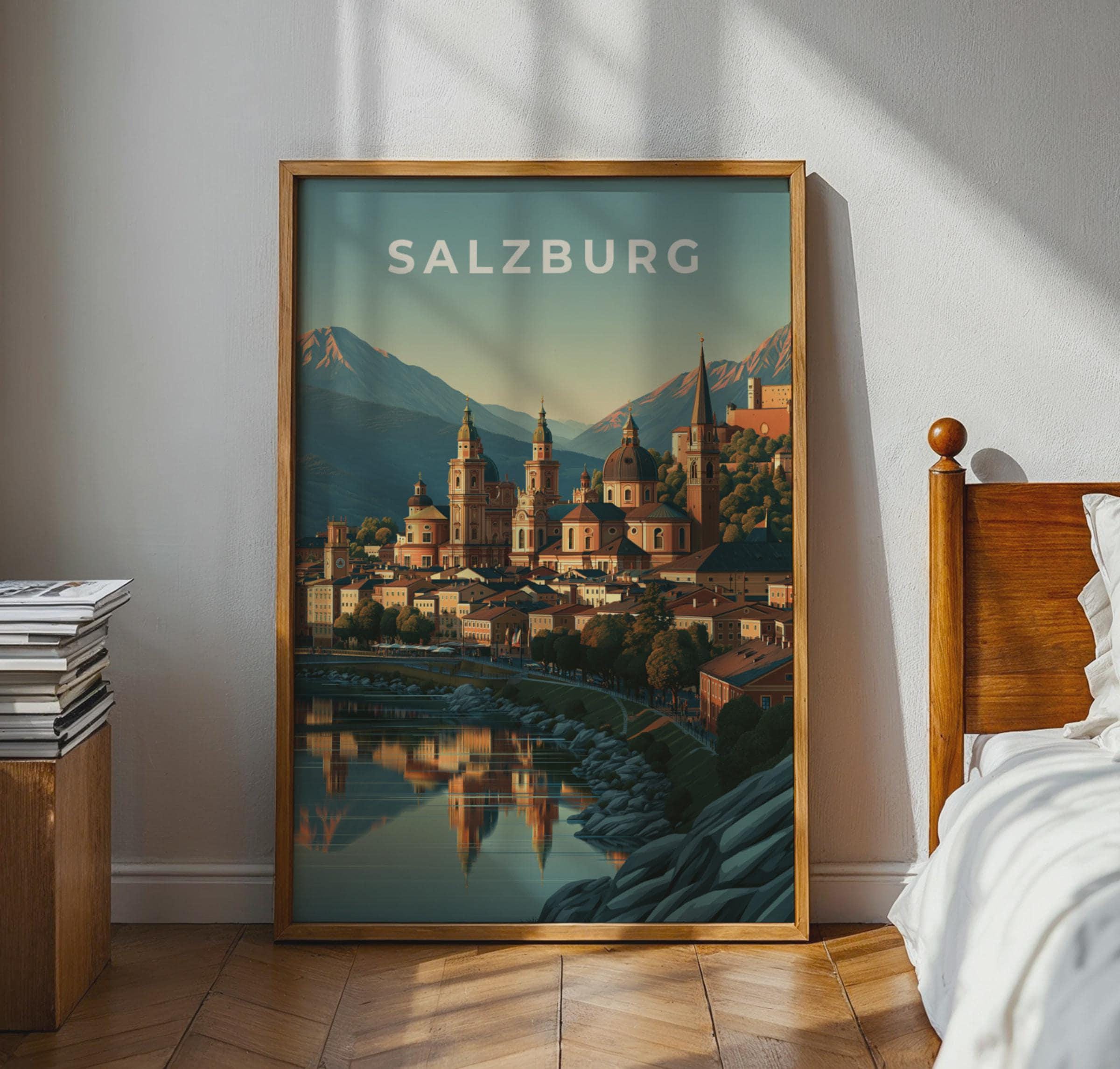 Salzburg Cityscape Art Print Poster - Travel Wall Art