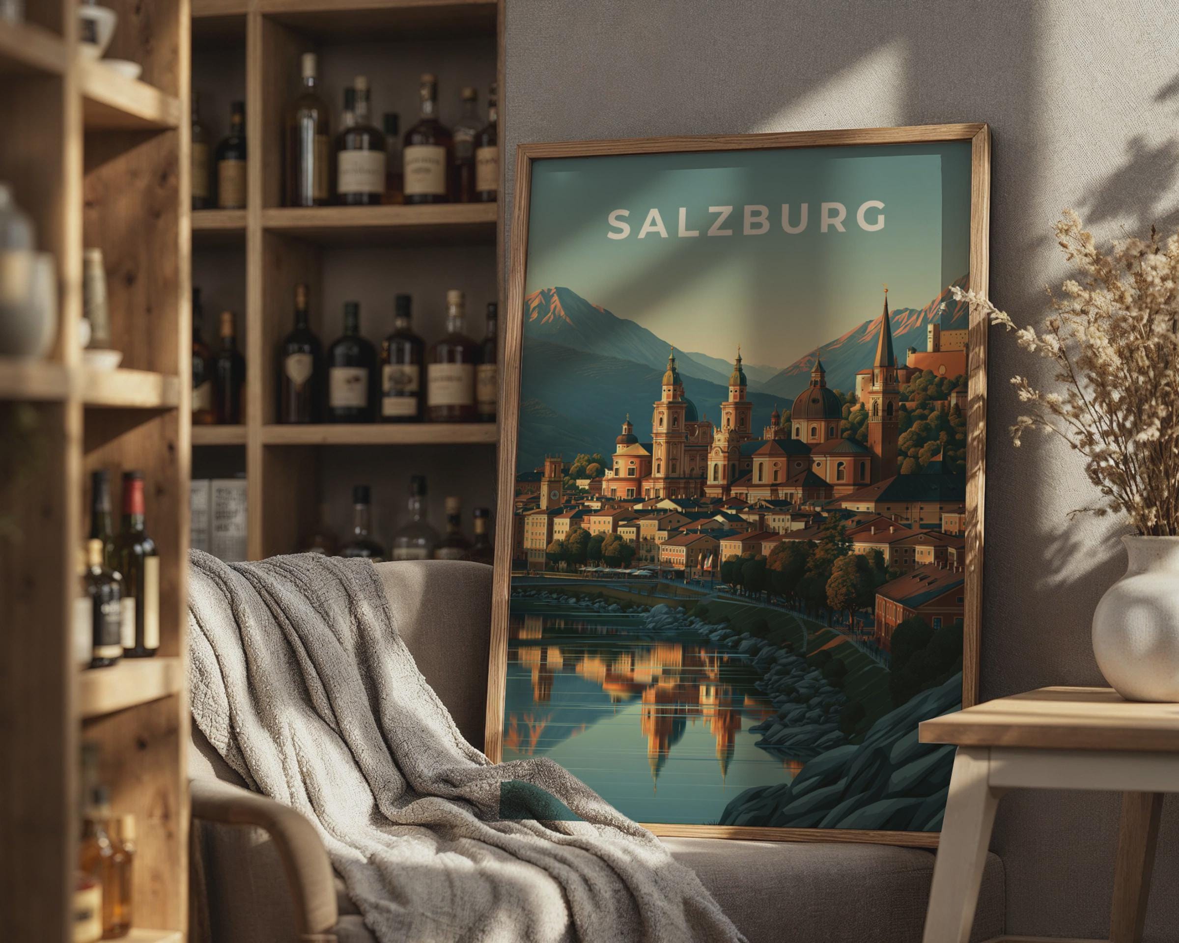 Salzburg Cityscape Art Print Poster - Travel Wall Art