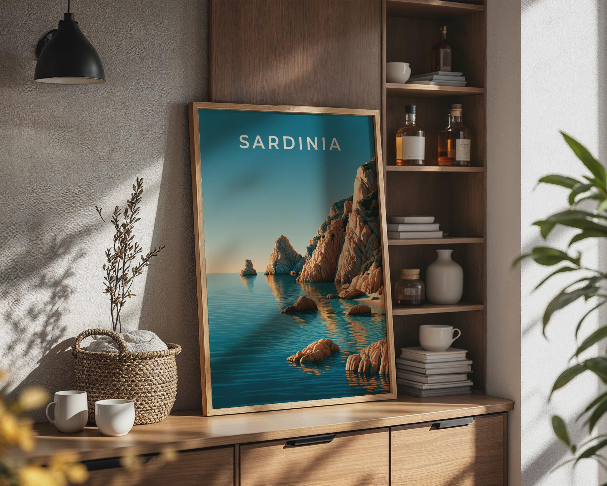Sardinia Coastal Poster Seascape Art Print Landscape Wall Art - Travel Wall Art