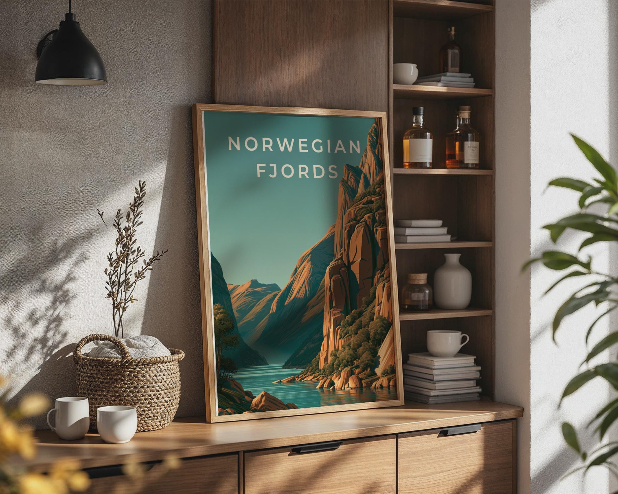 Fjord Landscape Art Print Norwegian Scenery Wall Art - Travel Wall Art