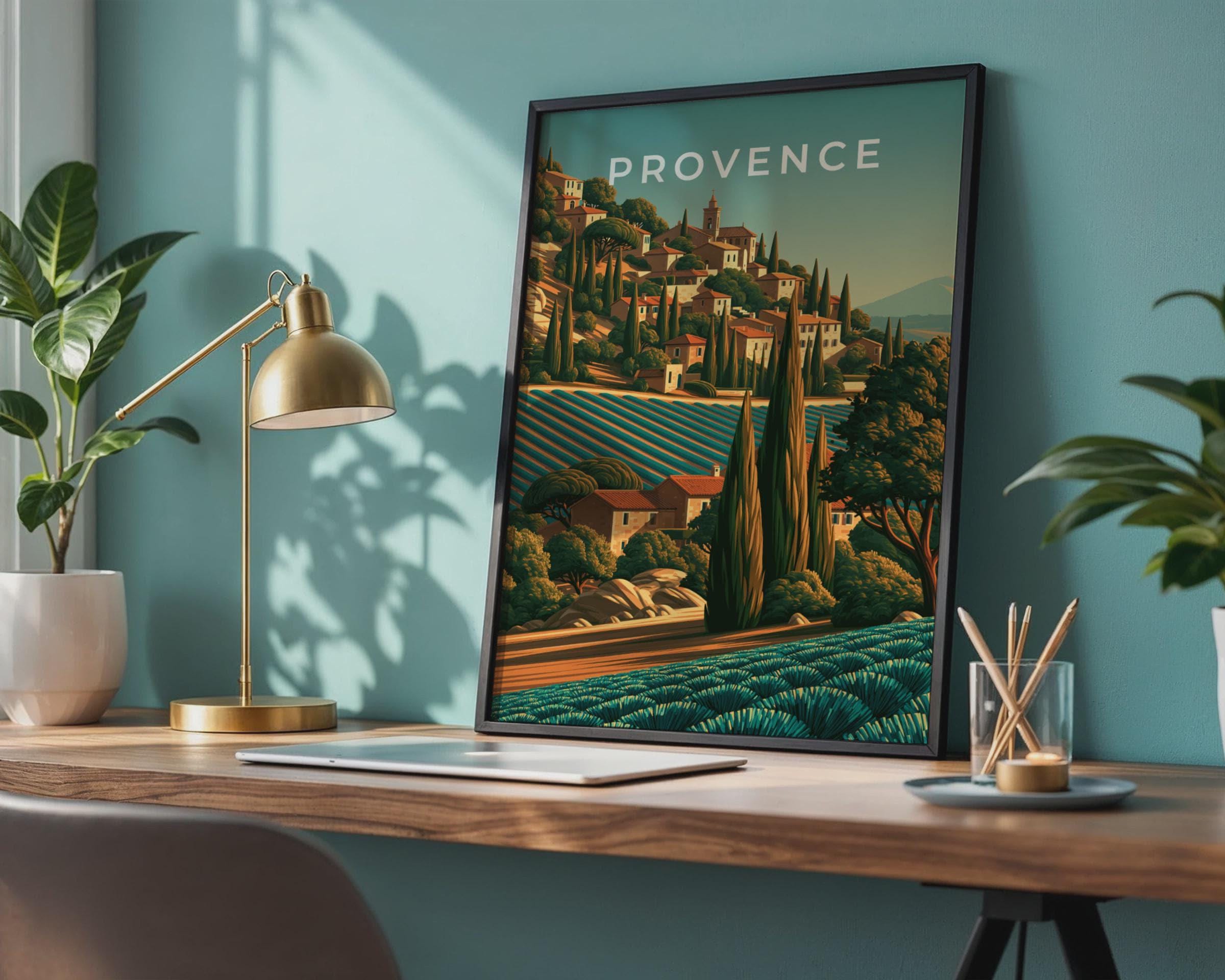 Provencal Landscape Vineyard Print Wall Art - Travel Wall Art