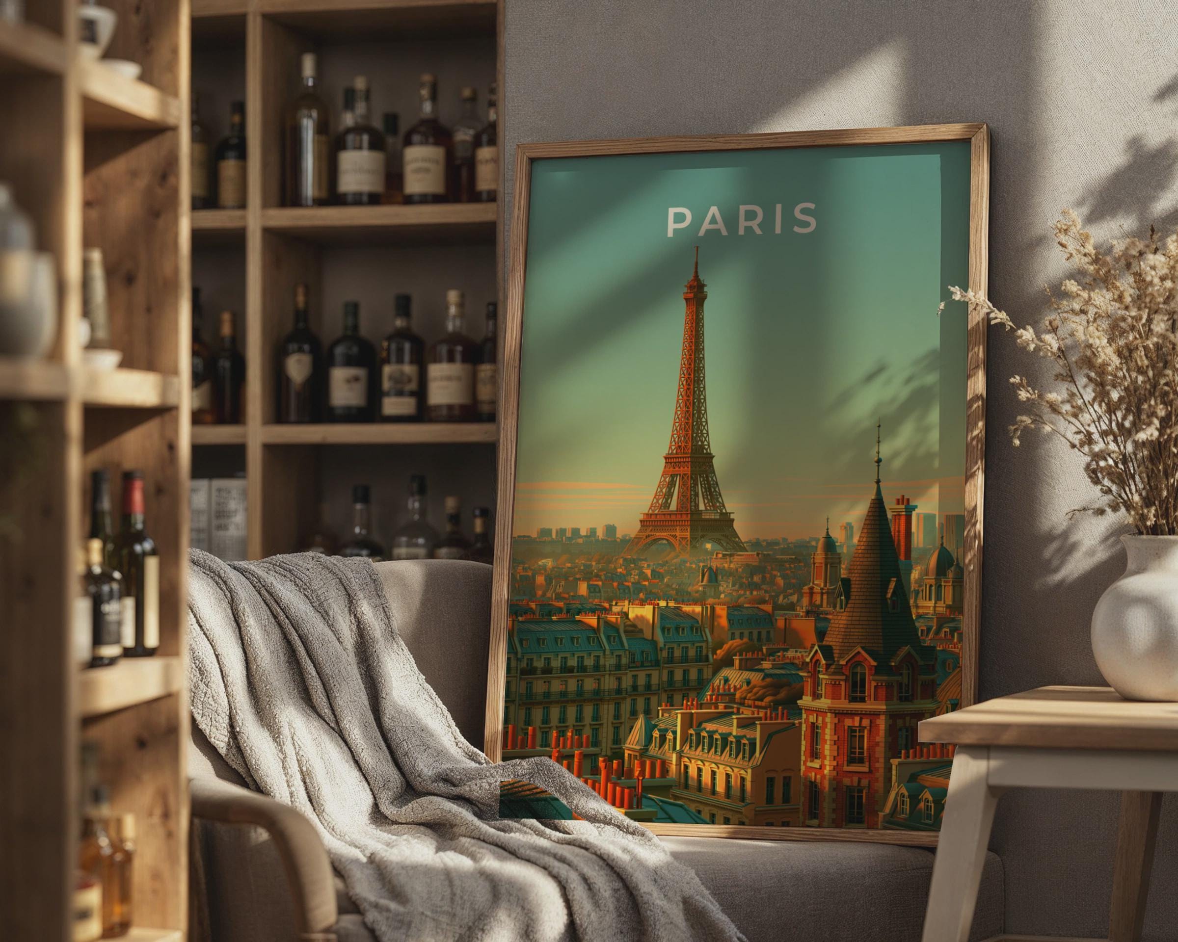 Paris Skyline Art Print Eiffel Tower Wall Art - Travel Wall Art