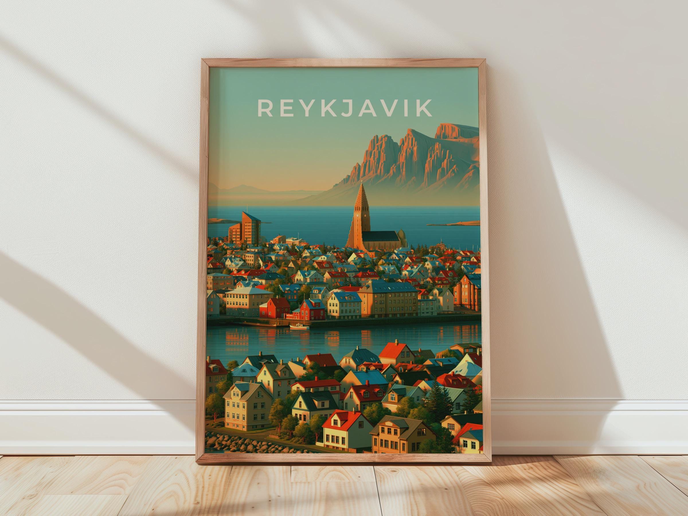 Reykjavik Cityscape Print Iceland Wall Art Landscape Art - Travel Wall Art