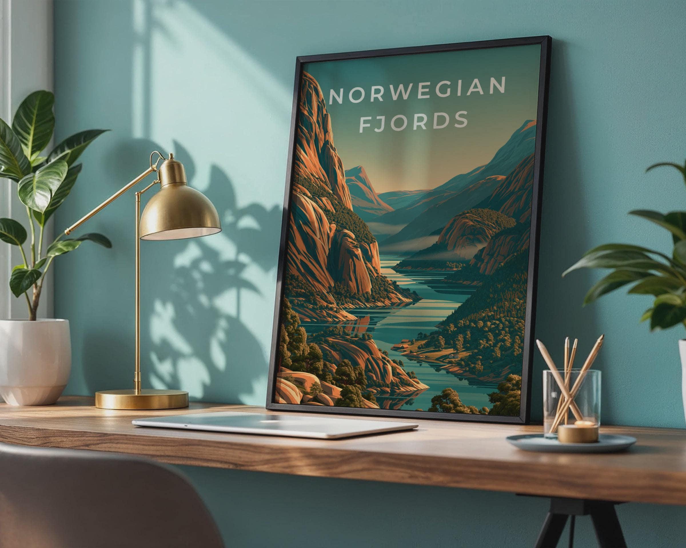 Norwegian Fjords Landscape Art Print - Travel Wall Art
