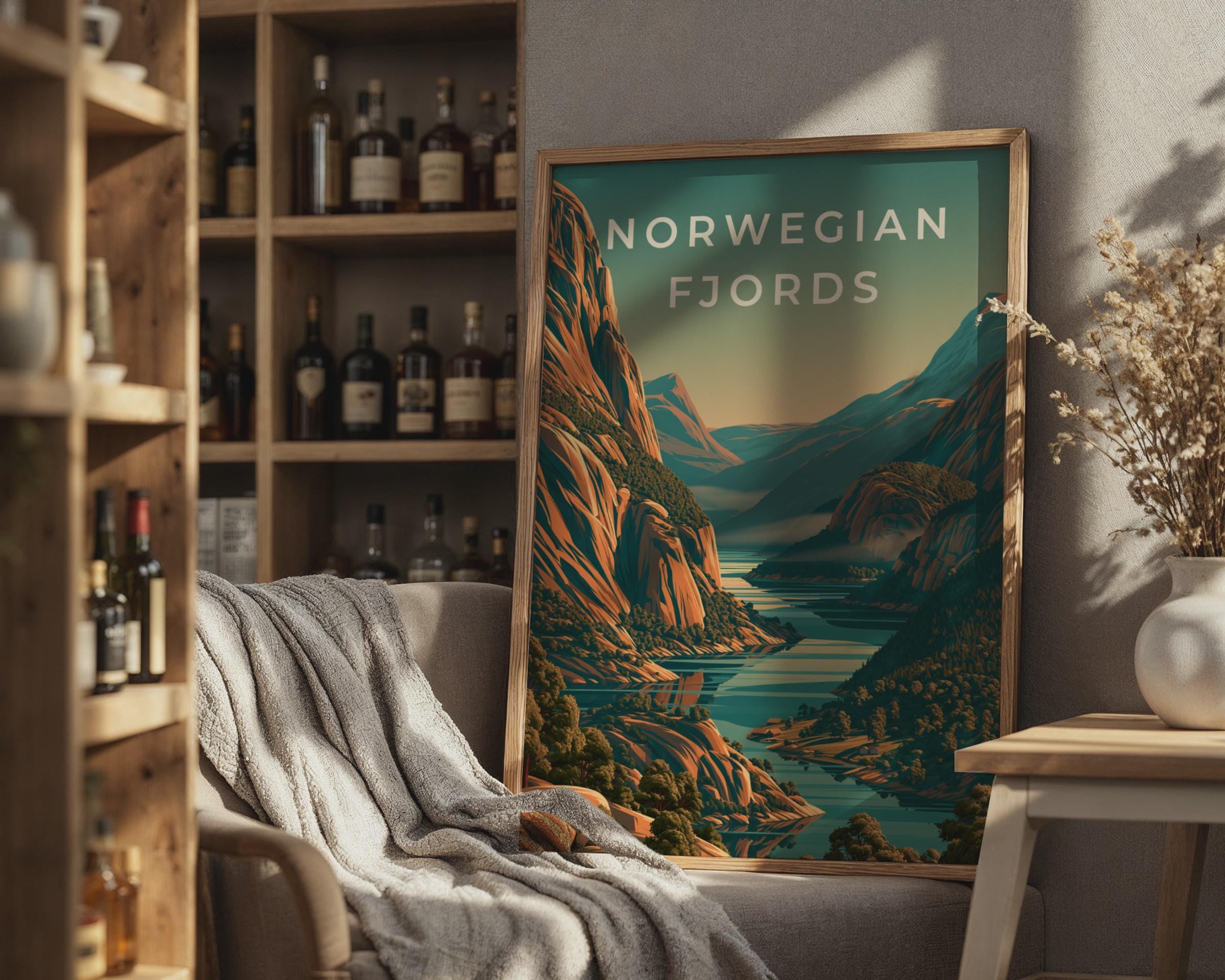 Norwegian Fjords Landscape Art Print - Travel Wall Art