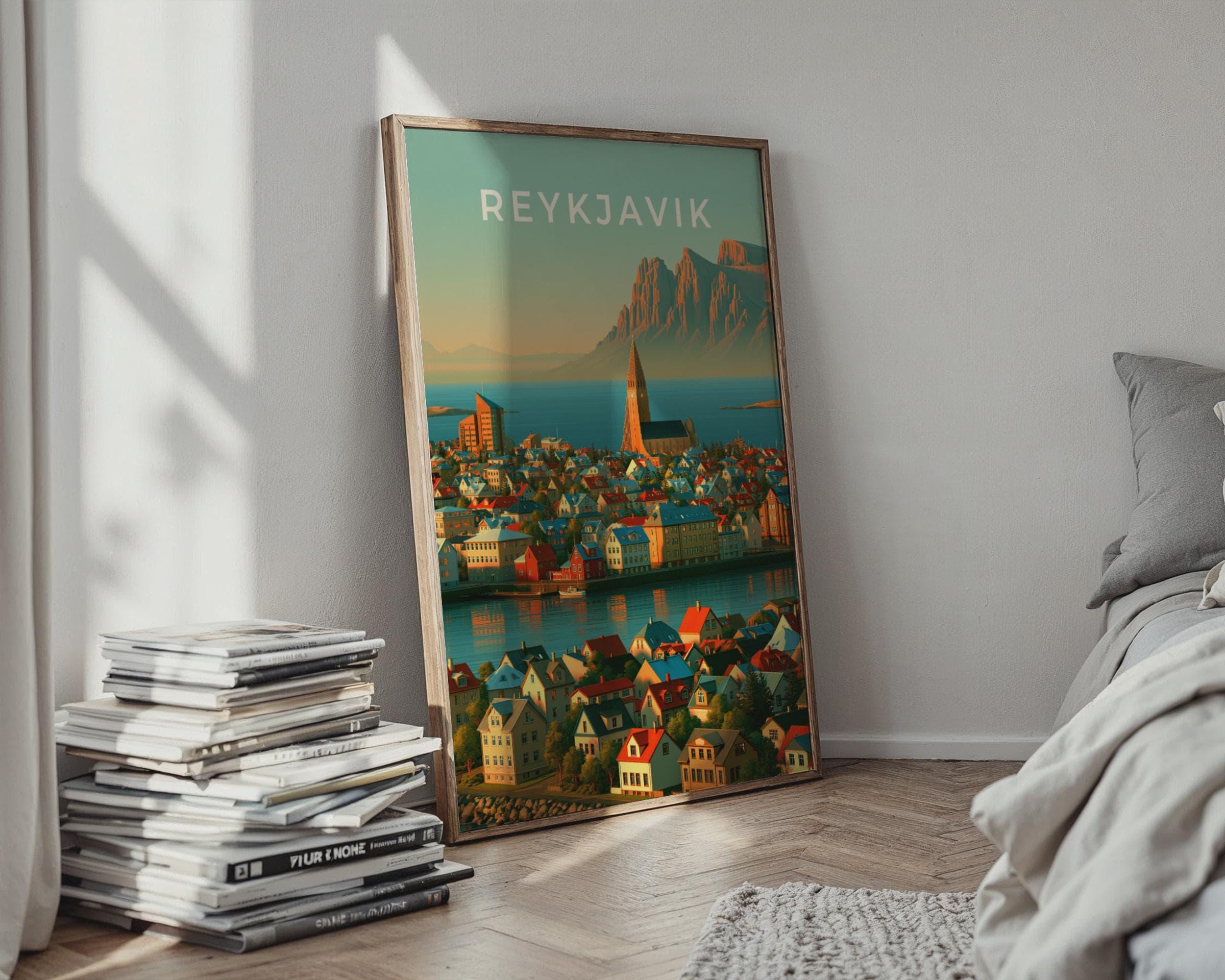 Reykjavik Cityscape Print Iceland Wall Art Landscape Art - Travel Wall Art
