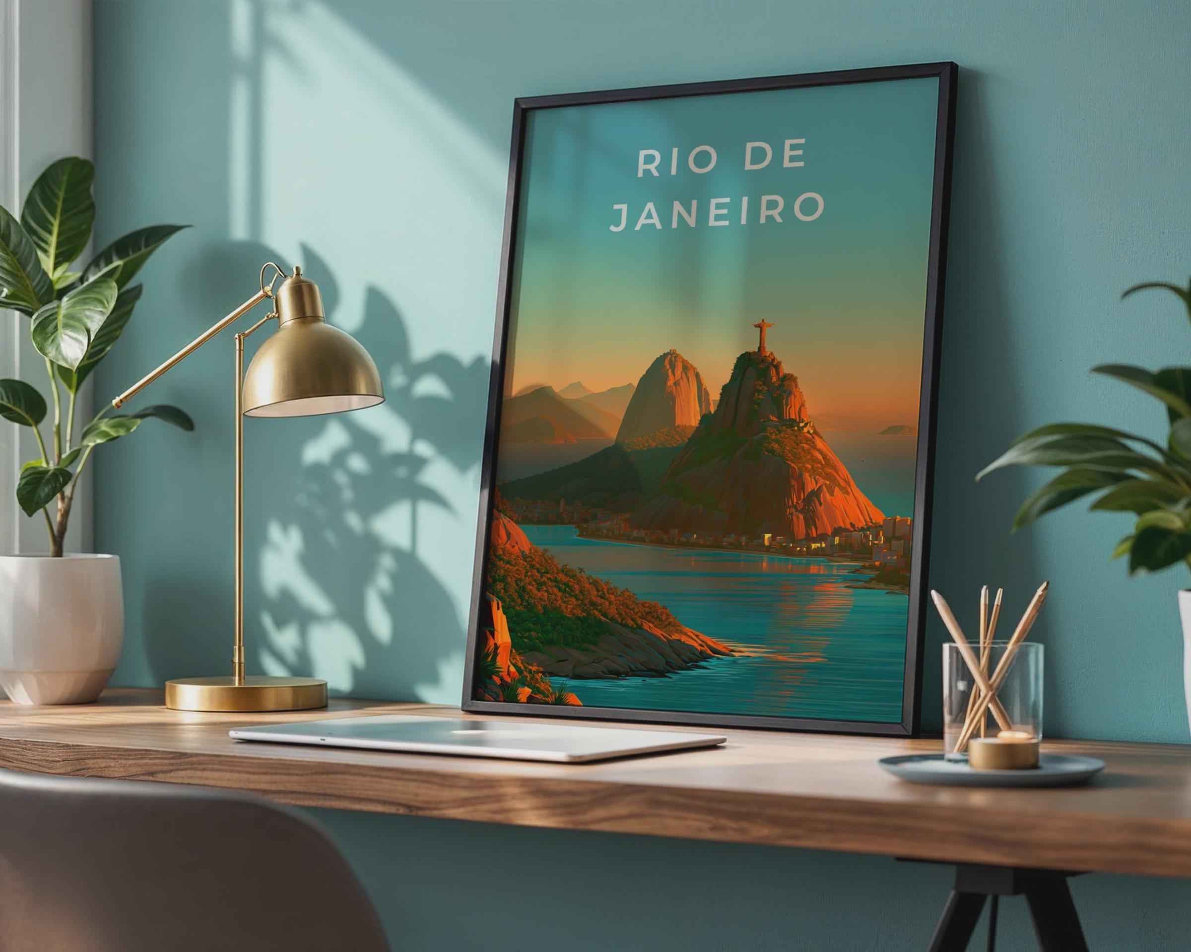 Rio de Janeiro Print, Brazil Wall Art, Christ the Redeemer Sunset Poster - Travel Wall Art