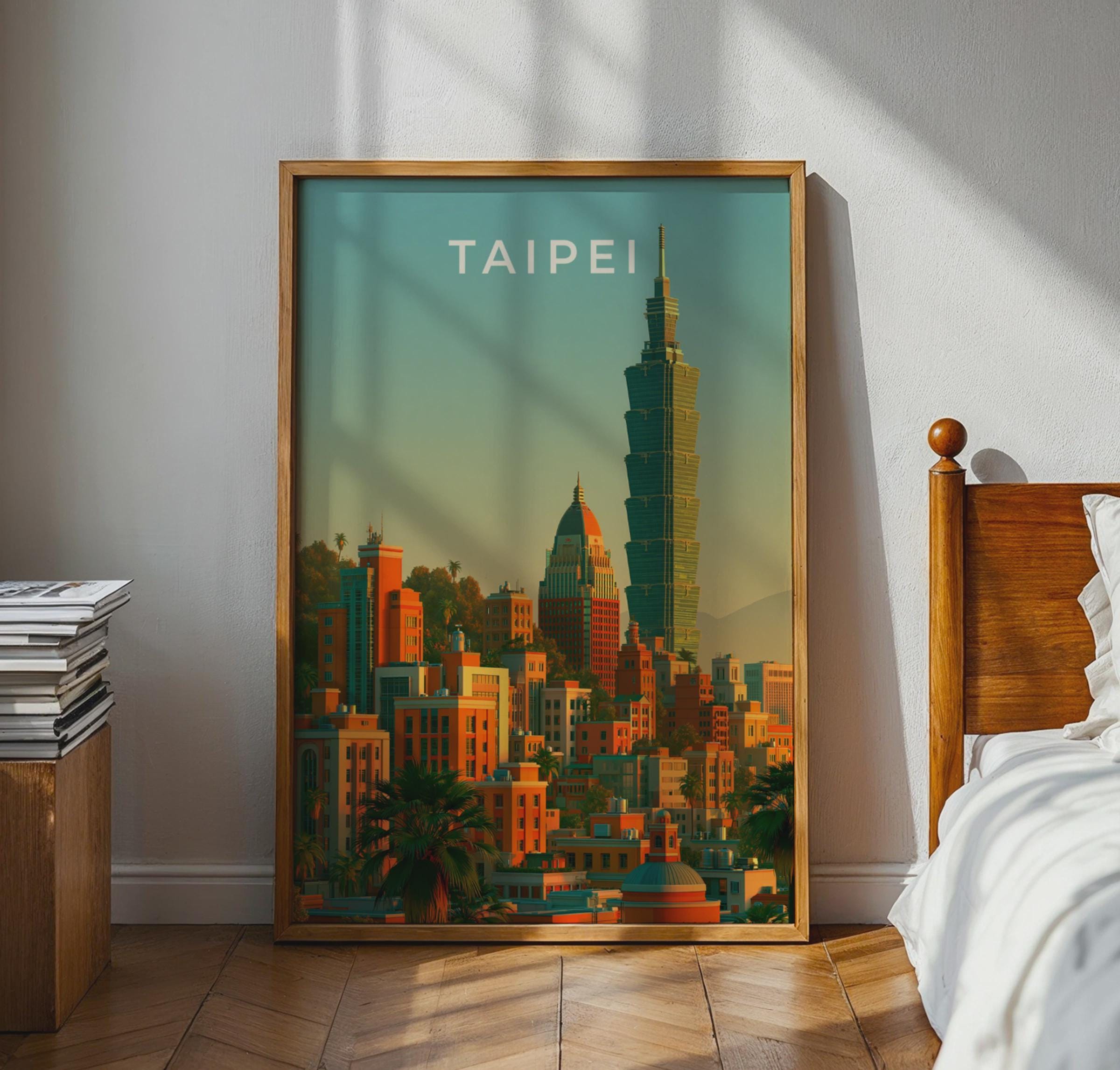 Taipei Skyline Print, Taipei 101 Tower, Taiwan City Wall Art Poster - Travel Wall Art