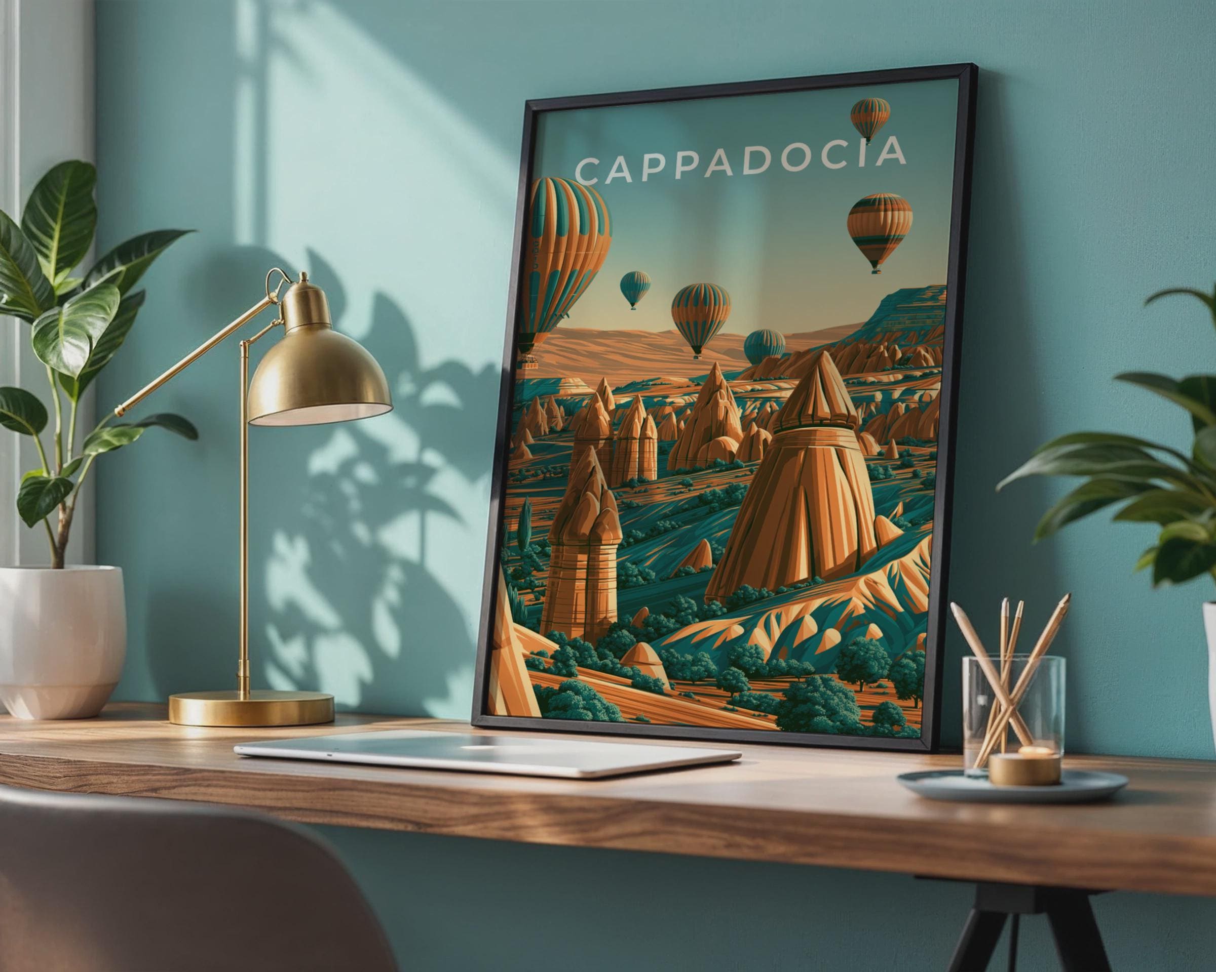 Cappadocia Print, Hot Air Balloon Wall Art, Turkey Landscape Poster - Travel Wall Art