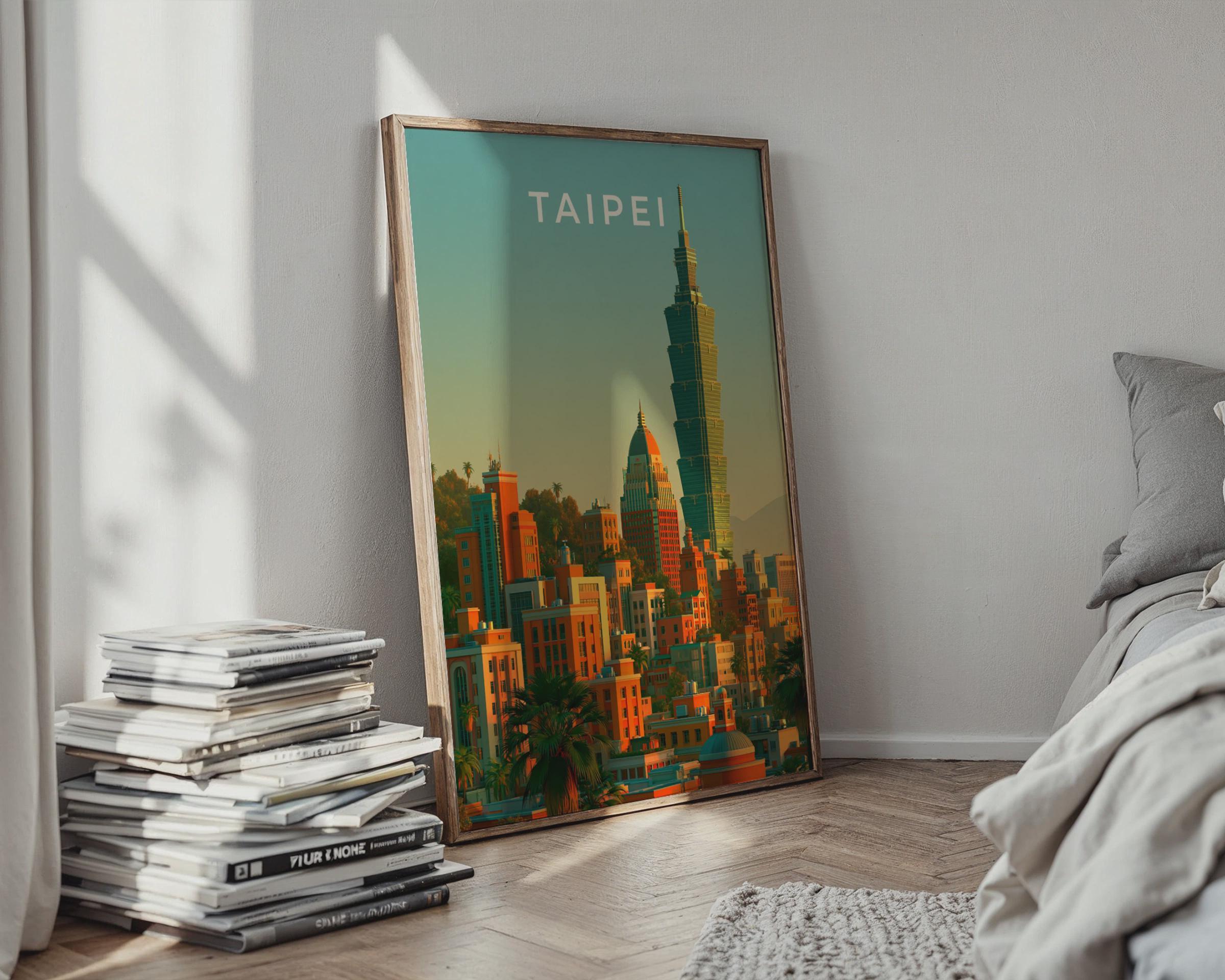 Taipei Skyline Print, Taipei 101 Tower, Taiwan City Wall Art Poster - Travel Wall Art