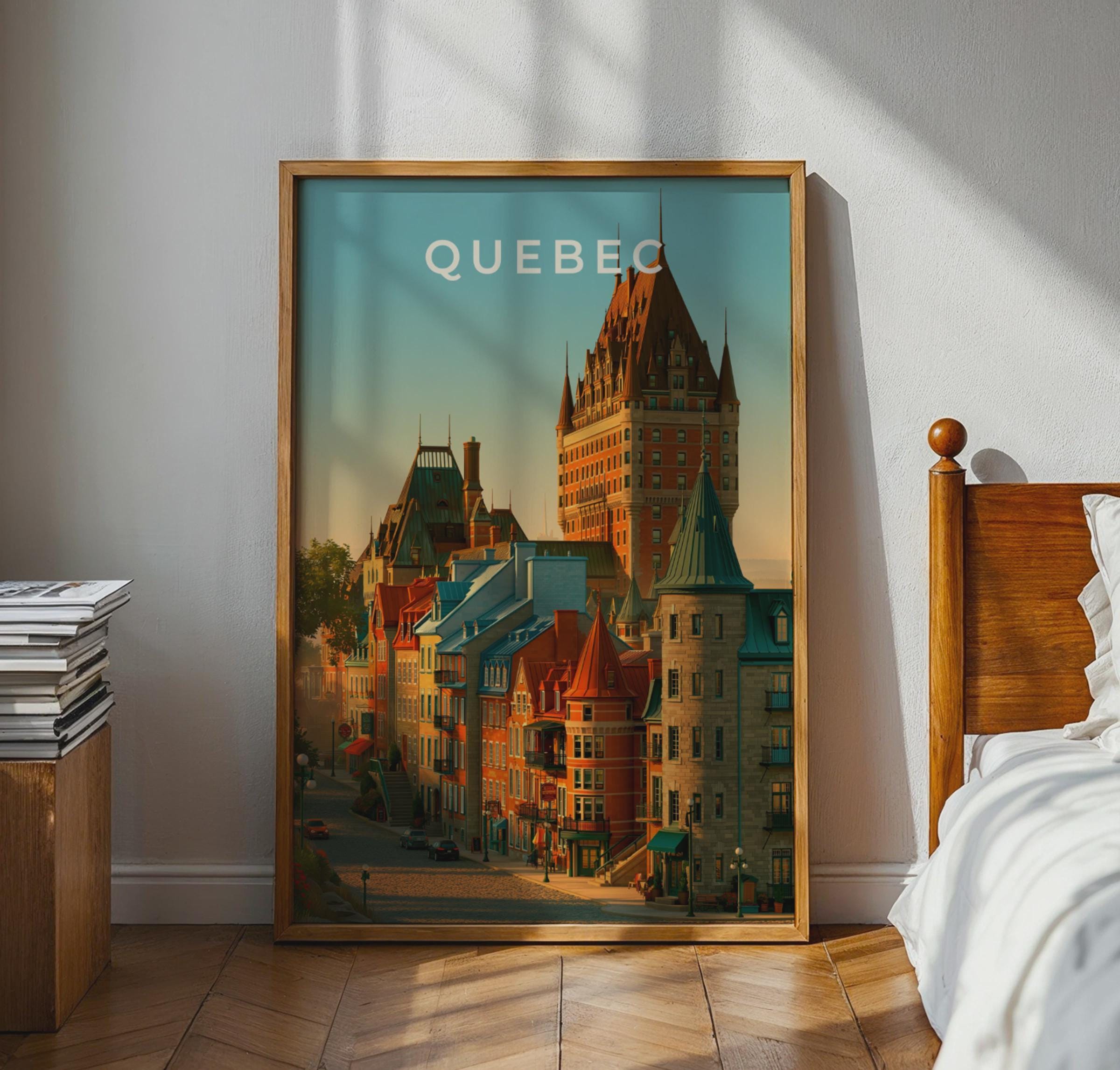 Quebec City Poster, Chateau Frontenac, Old Quebec Wall Art, Canada Print - Travel Wall Art