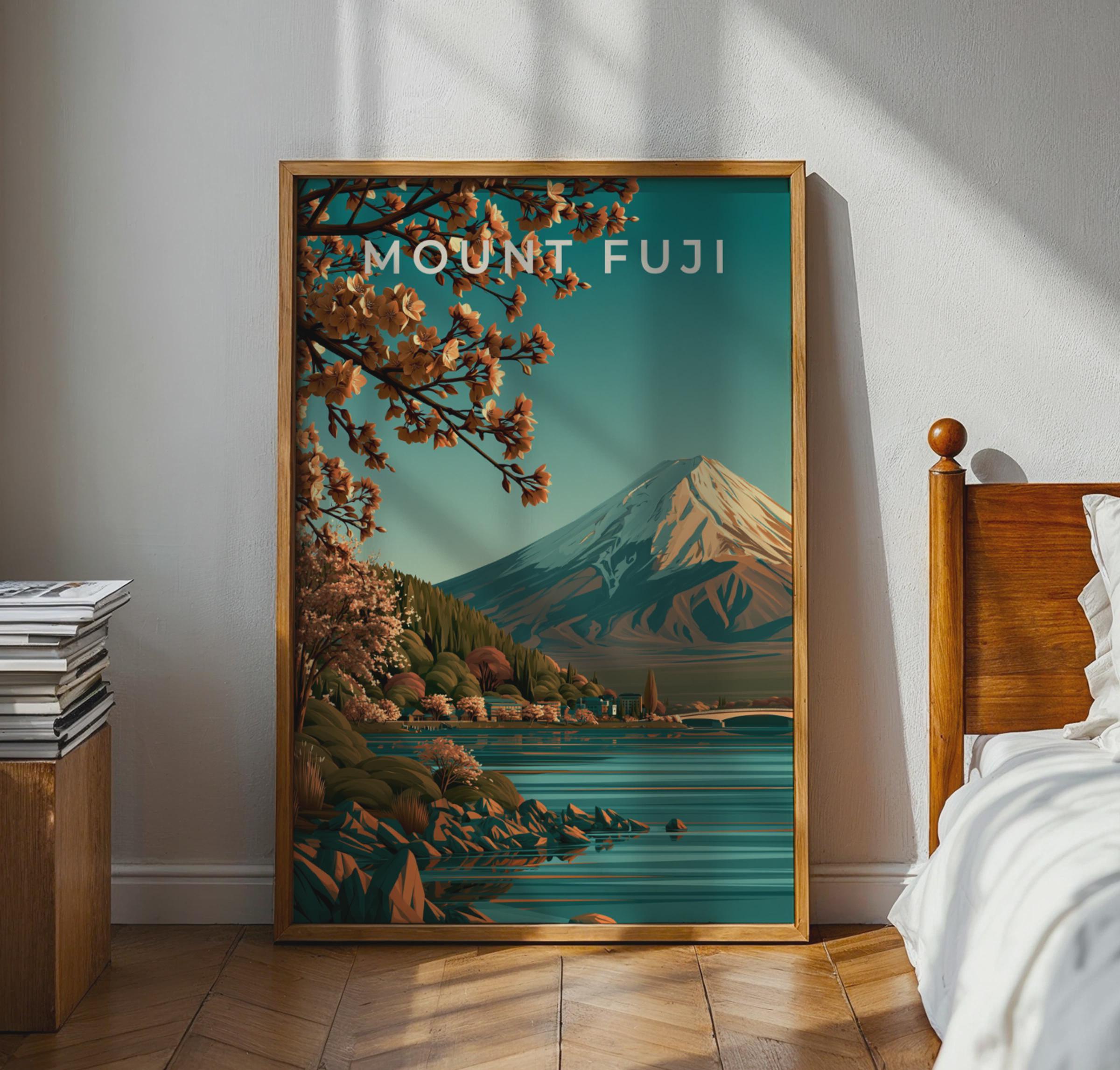 Mount Fuji Print, Japan Wall Art, Cherry Blossom Poster - Travel Wall Art