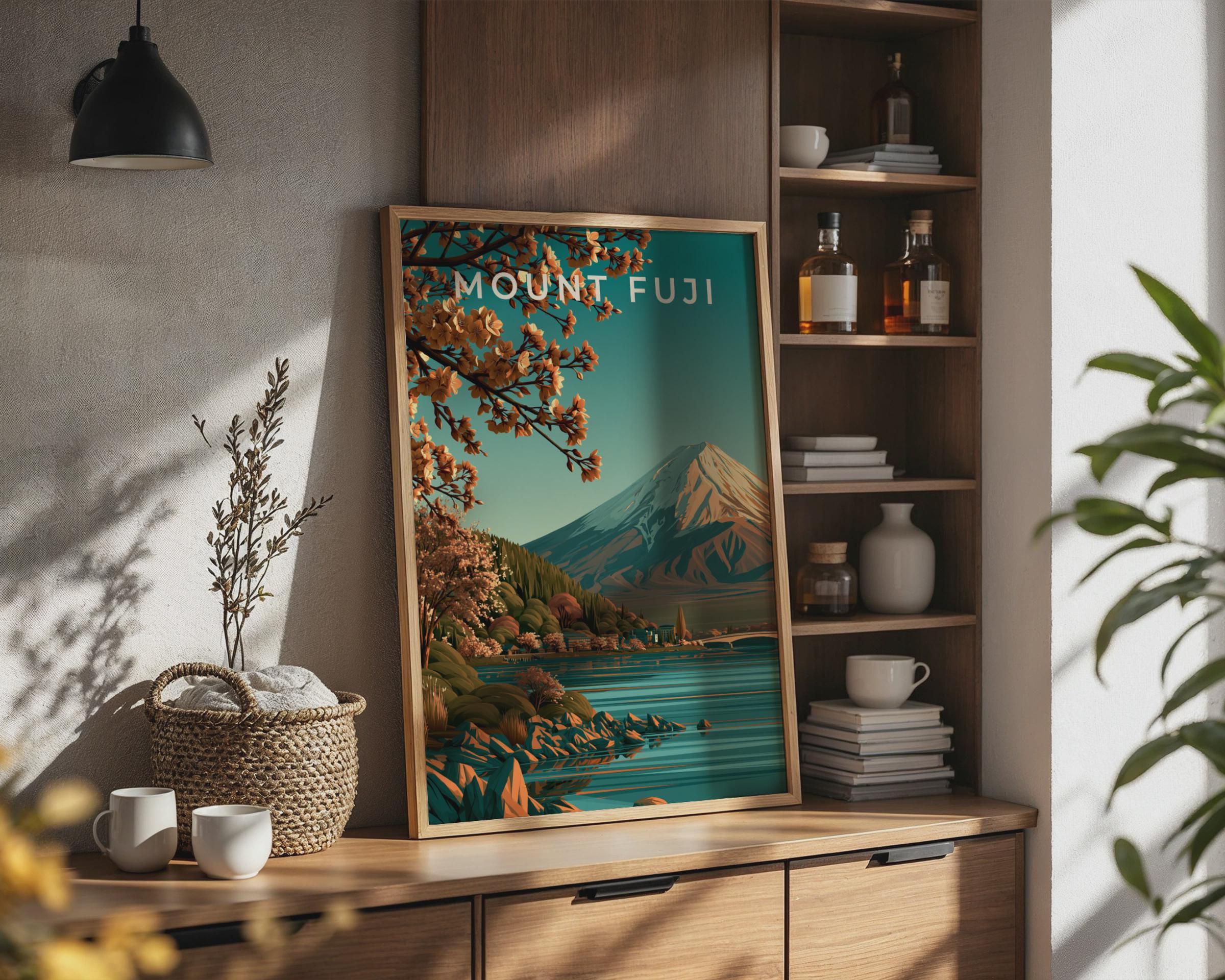 Mount Fuji Print, Japan Wall Art, Cherry Blossom Poster - Travel Wall Art