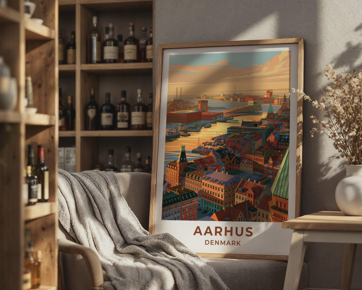 Aarhus Denmark Travel Poster