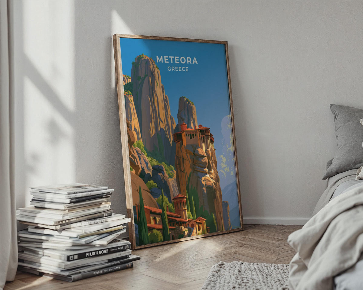 Meteora Greece Travel Poster