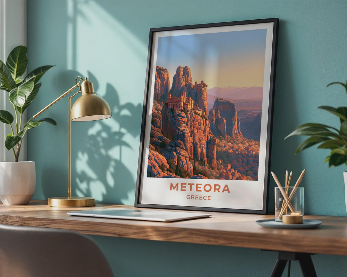 Meteora Greece Travel Poster