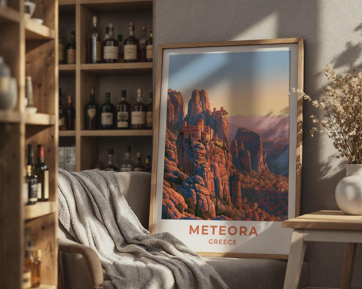 Meteora Greece Travel Poster