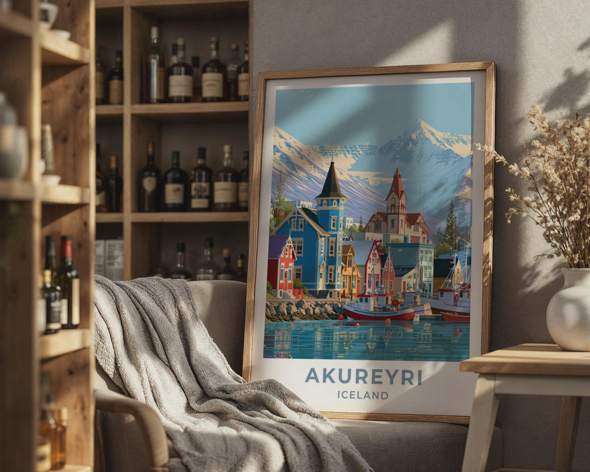 Akureyri Iceland Travel Poster