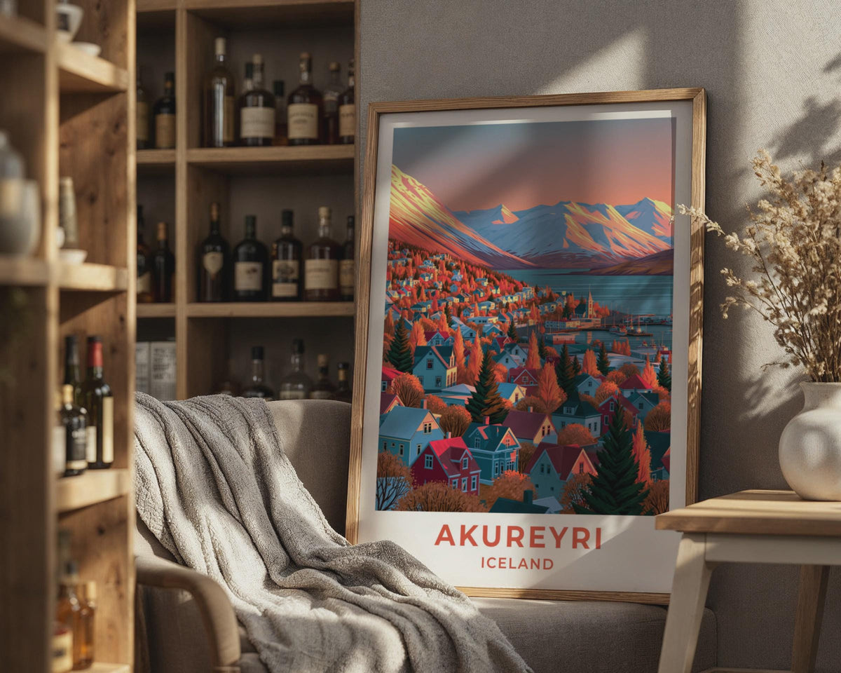 Akureyri Iceland Travel Poster