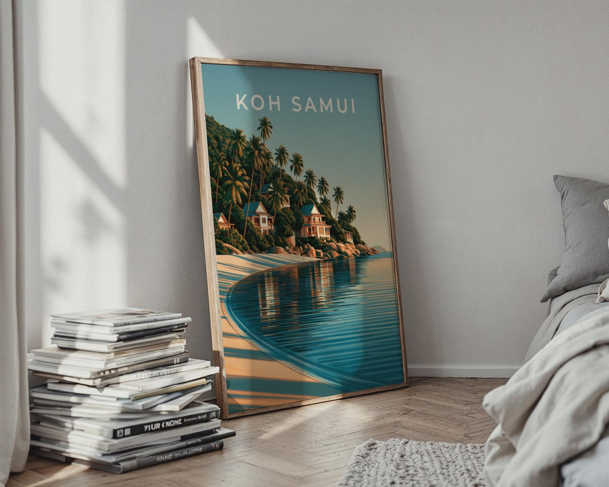Koh Samui Print, Thailand Island Beach Poster, Tropical Palm Tree Wall Art - WanderWall
