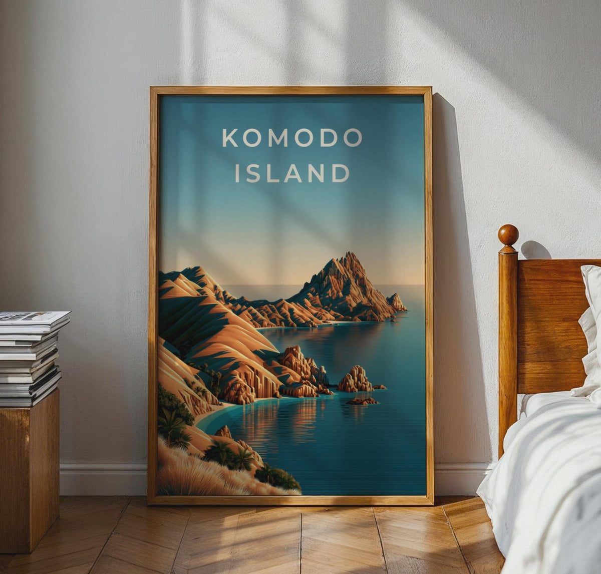Komodo Island Print, Indonesia Wall Art, Minimalist Coastal Landscape Poster - WanderWall