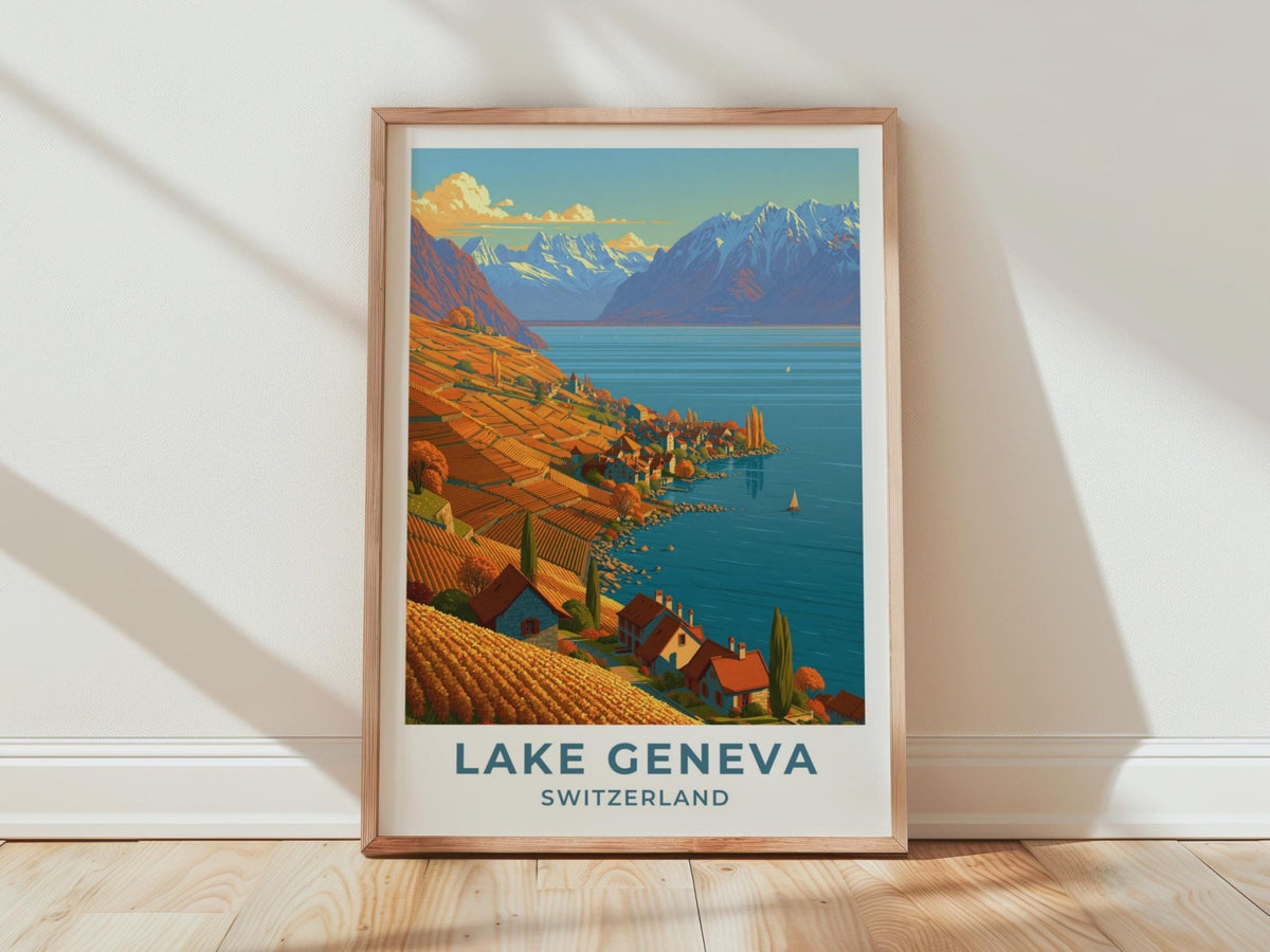 Lake Geneva Switzerland Travel Poster - WanderWall
