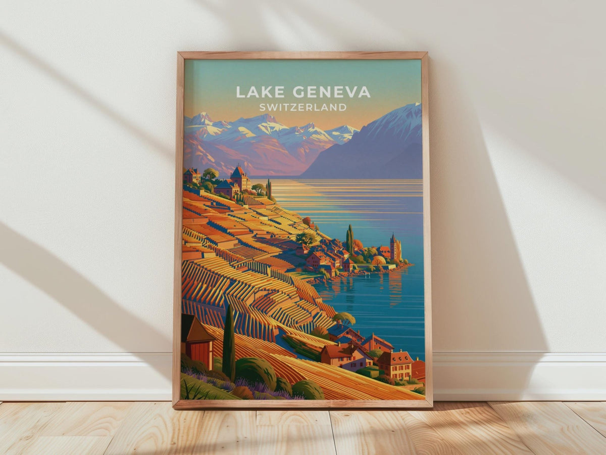 Lake Geneva Switzerland Travel Poster - WanderWall