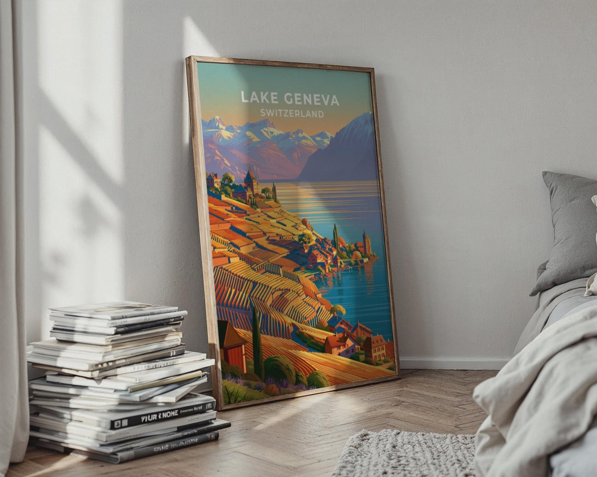 Lake Geneva Switzerland Travel Poster - WanderWall
