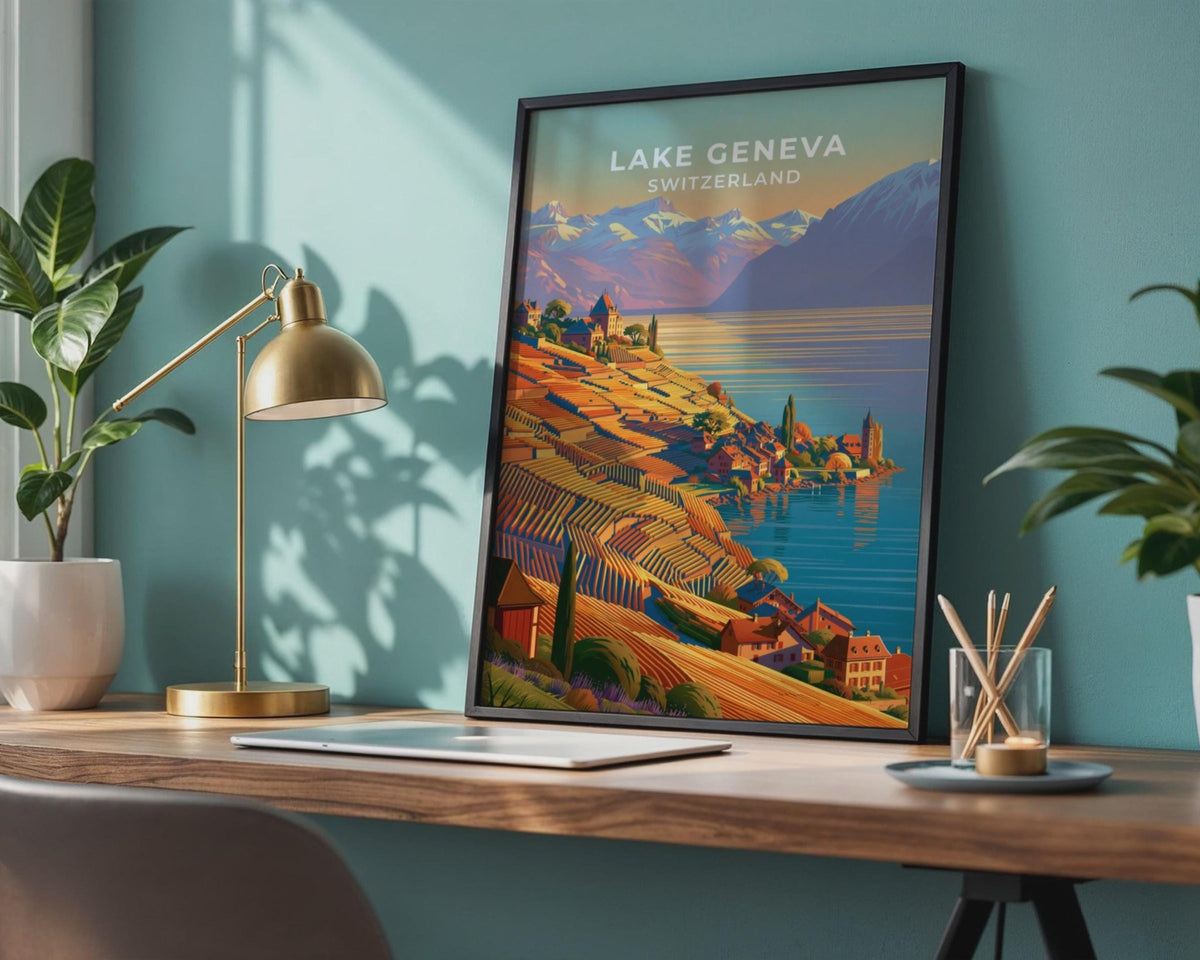 Lake Geneva Switzerland Travel Poster - WanderWall