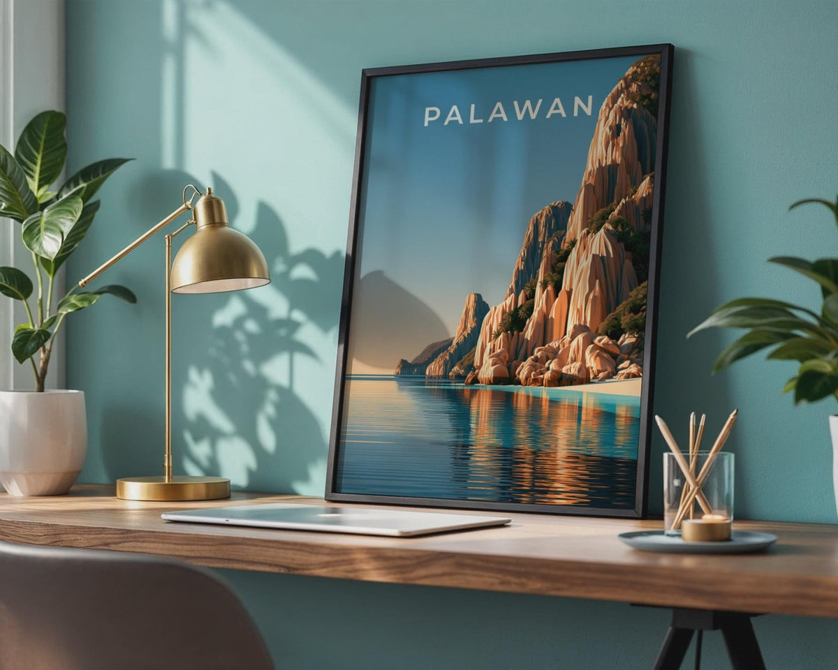 Palawan Philippines Print, Tropical Island Limestone Cliffs, Minimalist Wall Art - WanderWall