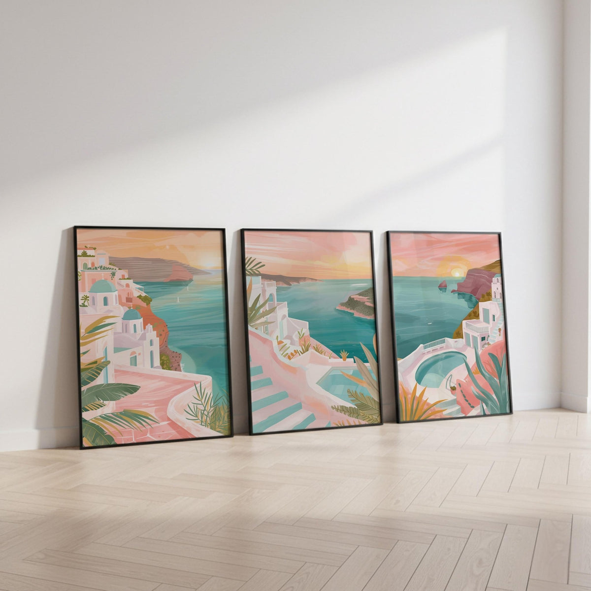 Santorini Set of 3 Posters | Santorini Gallery Wall Art - WanderWall