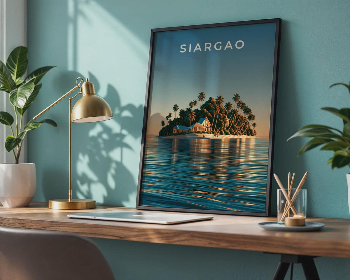 Siargao Island Print, Philippines Wall Art, Tropical Palm Tree Poster, Beach House Decor - WanderWall
