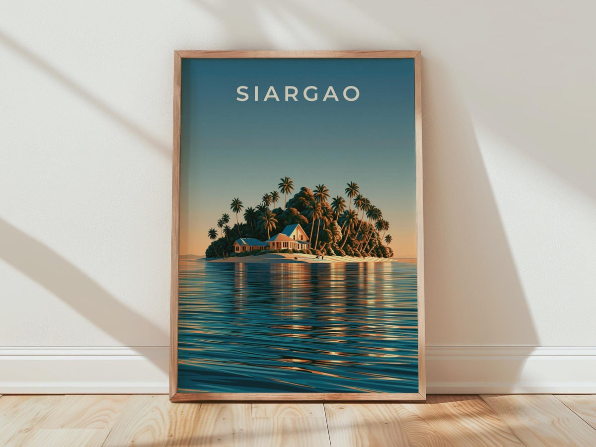 Siargao Island Print, Philippines Wall Art, Tropical Palm Tree Poster, Beach House Decor - WanderWall