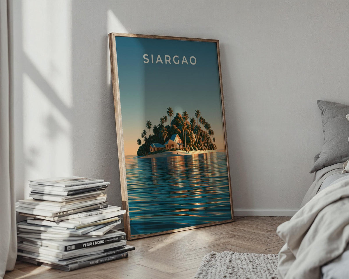 Siargao Island Print, Philippines Wall Art, Tropical Palm Tree Poster, Beach House Decor - WanderWall