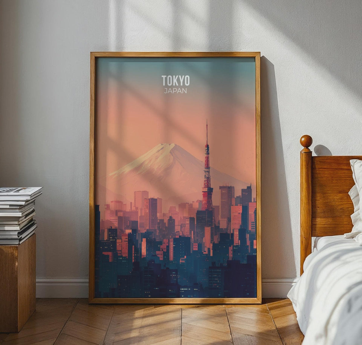 Tokyo Japan Poster Wall Art featuring Mount Fuji and Cityscape - WanderWall