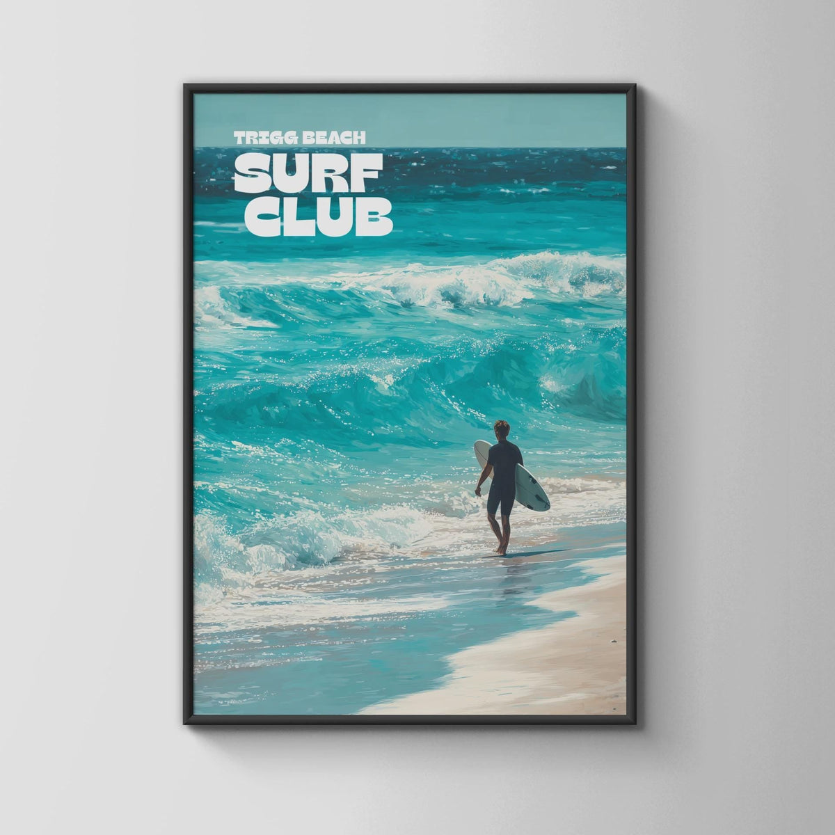 Trigg Beach Surf Club Art Print Ocean Waves Surfing Poster - WanderWall