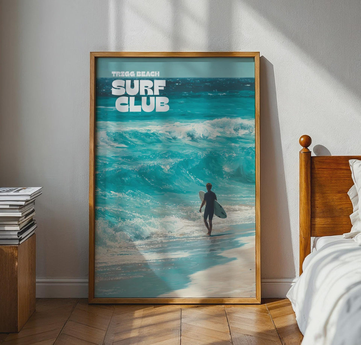Trigg Beach Surf Club Art Print Ocean Waves Surfing Poster - WanderWall