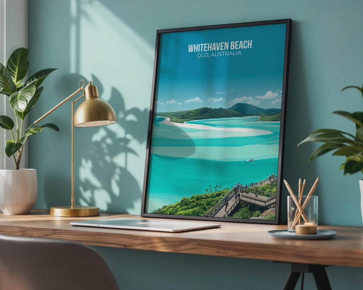 Whitehaven Beach Poster QLD Australia Coastal Wall Art - WanderWall