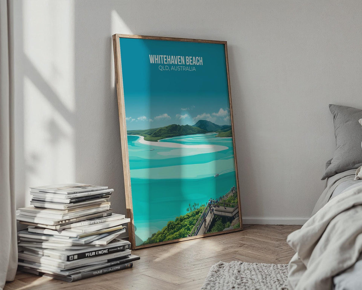 Whitehaven Beach Poster QLD Australia Coastal Wall Art - WanderWall