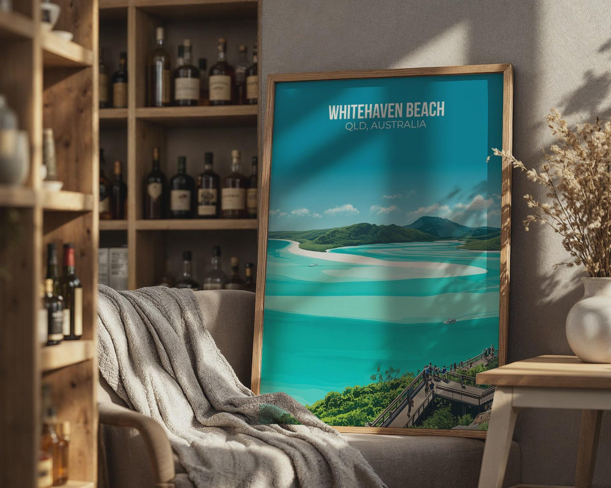 Whitehaven Beach Poster QLD Australia Coastal Wall Art - WanderWall