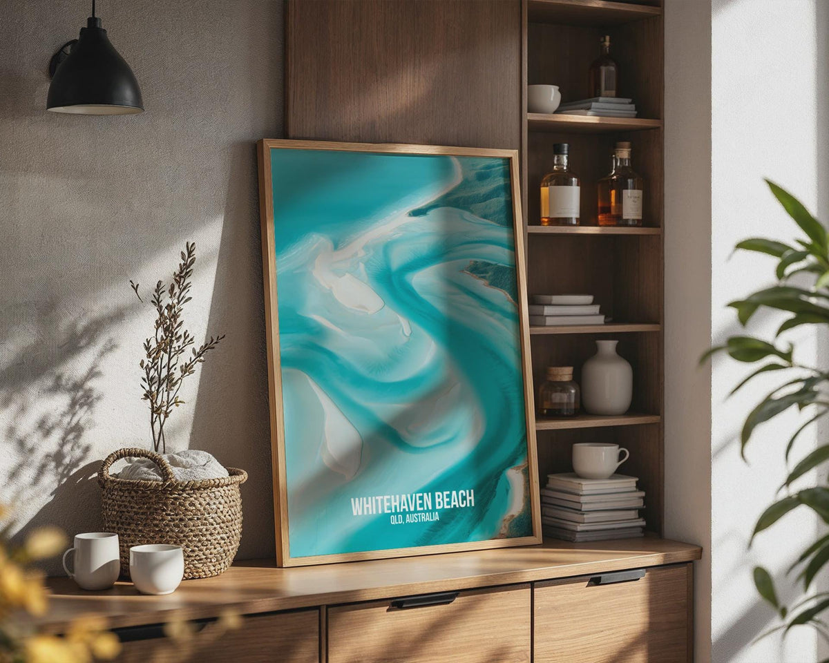 Whitehaven Beach QLD Australia Coastal Poster Print - WanderWall