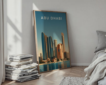 Abu Dhabi Skyline Print, UAE City Poster, Modern Minimalist Middle East Wall Art - WanderWall