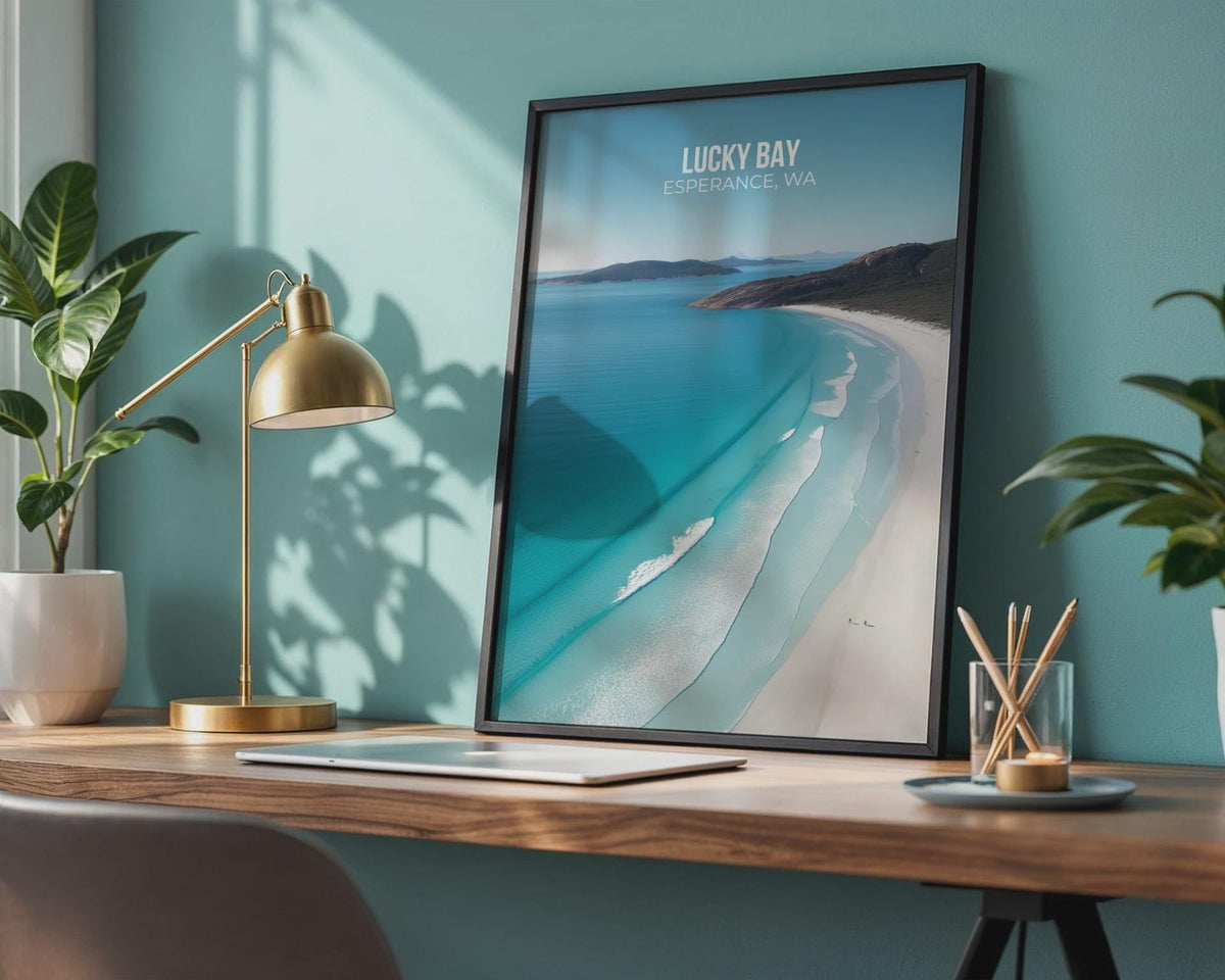 Aerial Beach Art Print Lucky Bay Esperance WA Coastal Wall Art - WanderWall