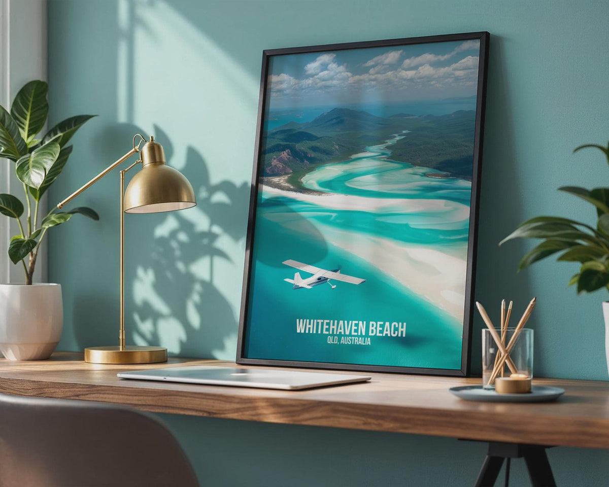 Aerial View Whitehaven Beach Art Print - WanderWall