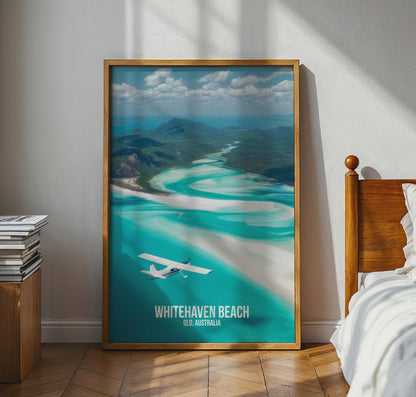 Aerial View Whitehaven Beach Art Print - WanderWall