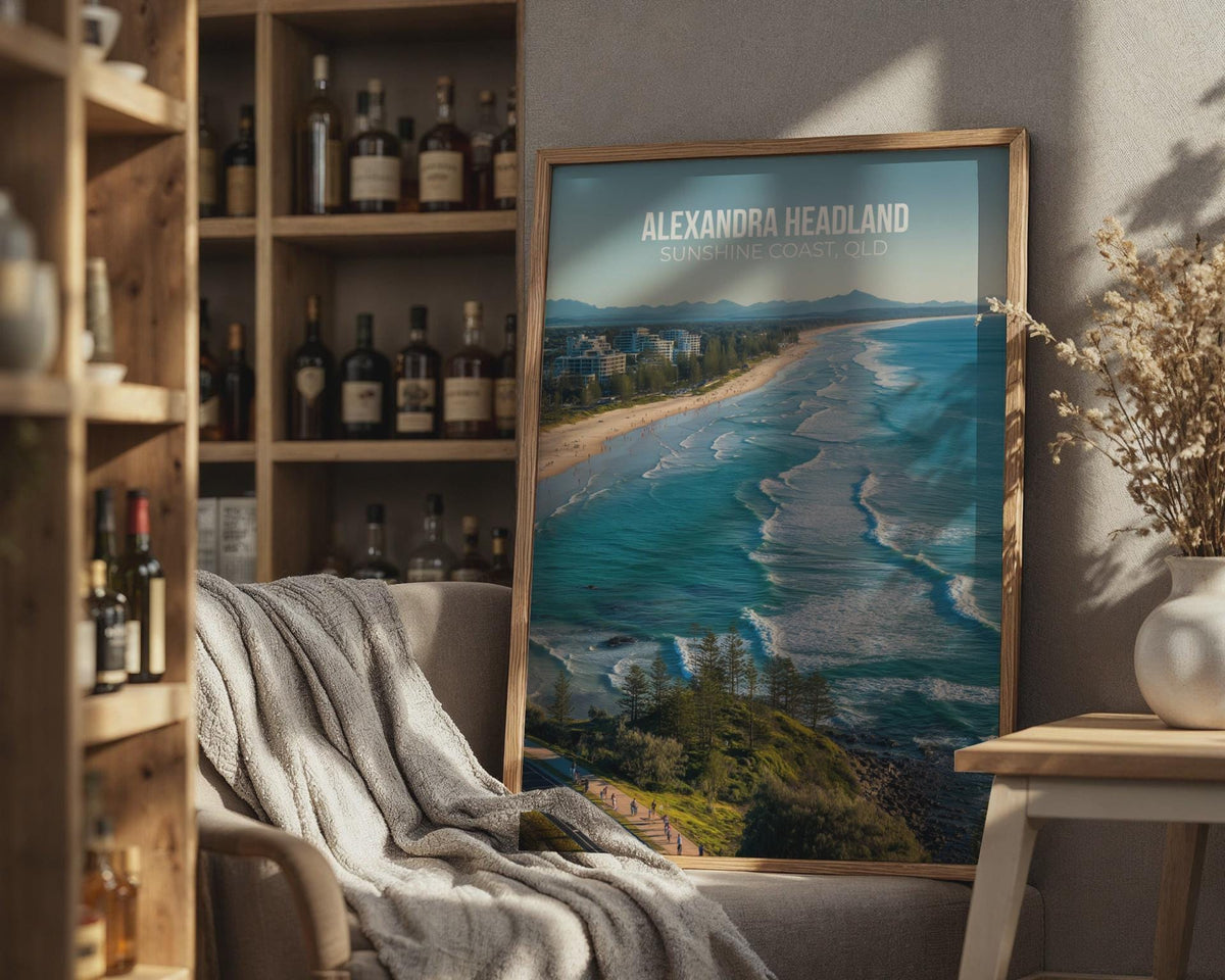 Alexandra Headland Beach Print Coastal Wall Art - WanderWall