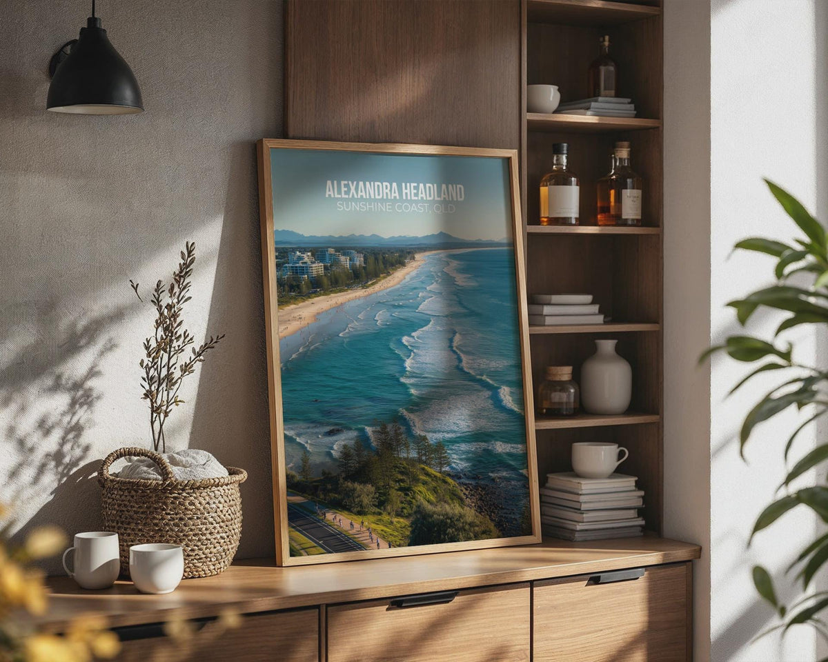 Alexandra Headland Beach Print Coastal Wall Art - WanderWall